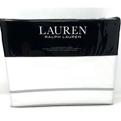Funda nórdica Ralph Lauren Full Queen blanca salvia verde Spencer borde satén nueva en paquete Foto 1 de 4