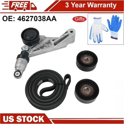 Kit de correa acanalada en V, tensor y polea loca para Jeep Wrangler JK 2012-2018 3,6 L Foto 1 de 4