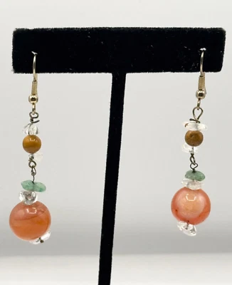 Orange quartz stone dangle drop earrings - Image 1 of 4