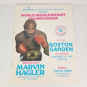 De colección 1981 Maravilloso Marvin Hagler Vs Completamente Obel Programa de Boxeo Boston Garden - Imagen 1 de 8