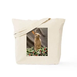 CafePress Christmas Bunny Natural Canvas Tote Bag, Cloth Shopping Bag (22849019) - Picture 1 of 19