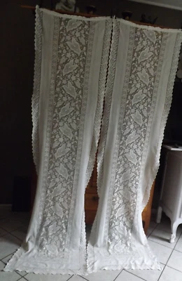 paire de rideaux dentelle, anciens - Photo 1/4