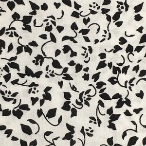 Black & White Botanical Print Fabric 3 Yards X 45” Lightweight Polyester Blend - Picture 1 of 2