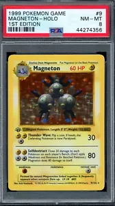 PSA 8 Pokemon 1999 1st Edition Shadowless Base Set Magneton Holo #9 THICK STAMP - Bild 1 von 2