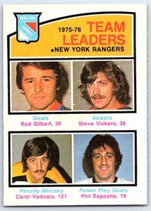 1976-77 O-Pee-Chee Rod Gilbert / Steve Vickers / Carol Vadnais / Phil Esposito