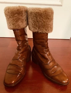 Belstaff Trialmaster 1955 💕 Winter-Leder-Stiefel Lammfell Gr. 39 Cognac Braun - Bild 1 von 18