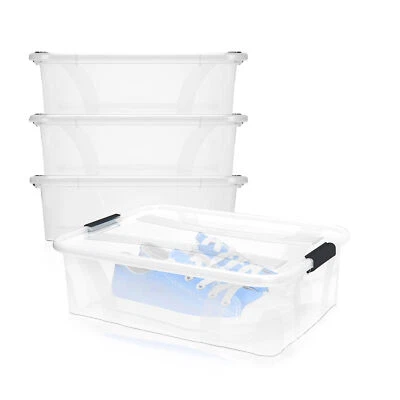 3er Set Aufbewahrungsbox Ordnungsbox Stapelbox mit Deckel transparent 7L - Bild 1 von 4