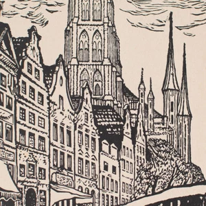 Heine Rath Gdansk Jopengasse hoja de calendario arte y vida xilografía 1919 - Imagen 1 de 5