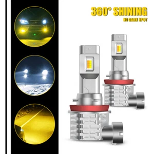 2X AUXITO LED Fog Light Bulb H8 H9 H11 6500K Amber White Switchback High Power - Picture 1 of 9