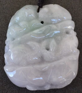 Certified 100% Natural Lavender Green A JADE JADEITE Fish Lotus PENDANT 00398 - Picture 1 of 9