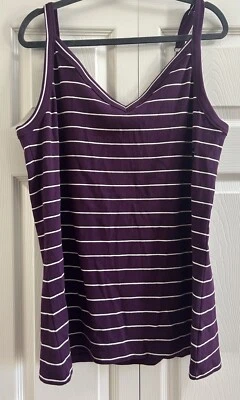 Camiseta sin mangas Torrid para mujer talla grande 4 púrpura blanco rayas correas ajustables nueva con etiquetas Foto 1 de 4