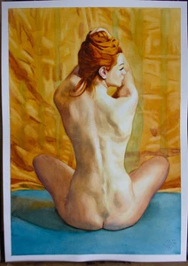 Original Female watercolour watercolor on paper life Drawing nude Girl woman - Picture 1 of 1