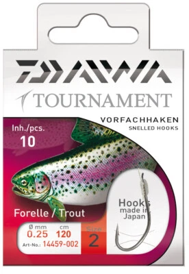 DAIWA Tournament Forellenhaken, Vorfachhaken, gebundene Haken, Angelhaken, Top