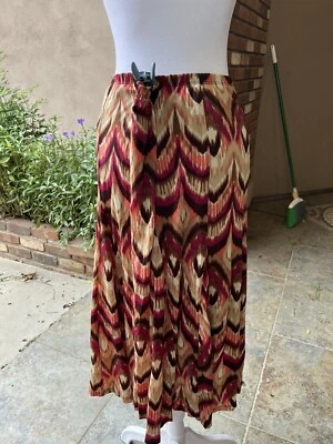 JM Collection 长裙女式 S/M 农民吉普赛棕色橙色 70 年代风格 — 第 1/4 张图片