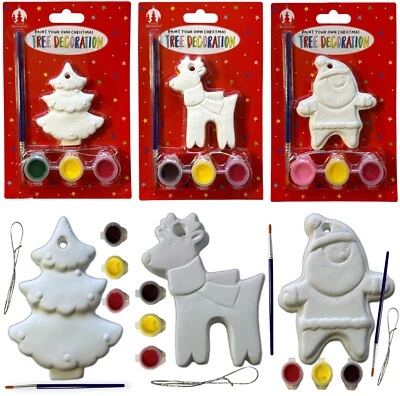 Paint Your Own Santa / Reindeer / Christmas Tree Decoration Kids Paint Craft Kit - Image 1 of 4