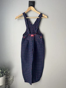 Vintage EUC Oshkosh 6 Vestbak Floral Overalls Made in USA Navy Blue Red - Picture 1 of 7