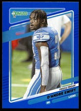 2021 Donruss Blue Press Proof 171b D'Andre Swift No Helmet Lions Football Card