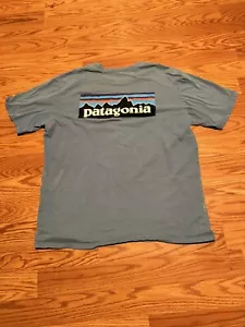 CAMISETA HOMBRE PATAGONIA LOGO ALGODÓN AZUL TALLA GRANDE Vintage Wear Good Fade - Imagen 1 de 9