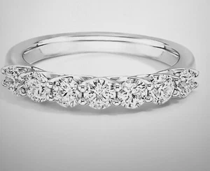 14K White Gold Solitaire Lab Grown Diamond Wedding Anniversary Band 1.50ctw - Picture 1 of 1