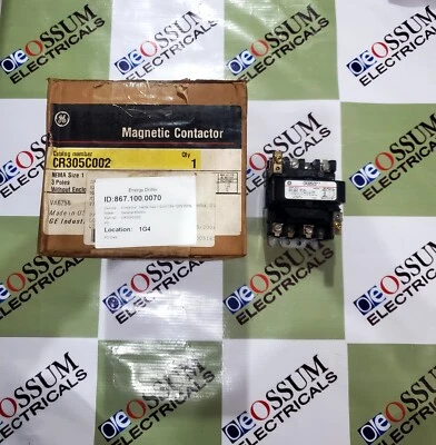 GE CR305C0 SIZE 1 30AMP MAGNETIC CONTACTOR VOLTAGE 110VAC FREE FAST SHIPPING - Image 1 of 4