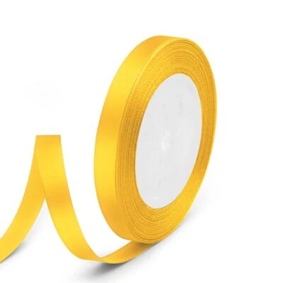 Cinta de satén amarilla de 3/8" x 25 yardas ideal para envolver regalos flora... Foto 1 de 4