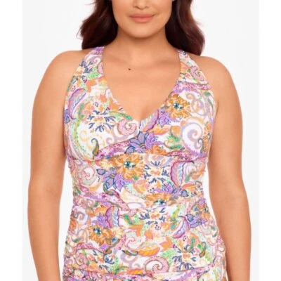 Lauren Ralph Lauren Plus Size Tummy-Control Halter Tankini Top White 20W NWT - Image 1 of 3