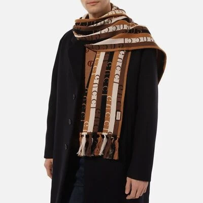 Gucci Intarsia Wood Stripes Cotton Wool Knit Unisex Scarf 37cm x 180cm - Image 1 of 4