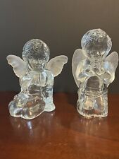 Glass Cherub Candle Holder Set 2 Clear Angels Perfect for Christmas Table scape