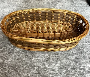 Cesta tejida de mimbre ovalada con asas decoración de almacenamiento boho granja campo - Imagen 1 de 7