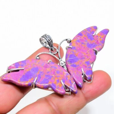 Colgante de joyería hecha a mano de piedras preciosas turquesa púrpura cobre 1,97" VP-175 D927 Foto 1 de 4