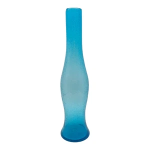 Mundgeblasene Kunstglas Blase Samen Flasche Vase - 15" groß hoch türkis blau - Bild 1 von 8