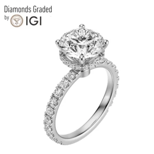 IGI 2.82 CT F VVS2 Round Cut Lab Grown Diamond Engagement Ring Platinum 900 - Picture 1 of 9
