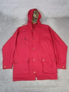 Vintage Burberry London Jacket Womens Medium Red Cotton Rain Coat * - Picture 1 of 15