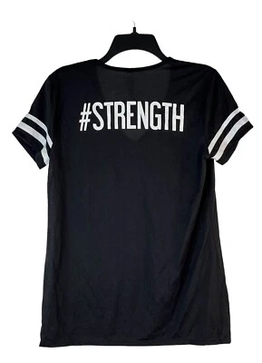 Camiseta negra para mujer OMT Active "Strength" S/S a rayas hombro cuello en V talla XL Foto 1 de 4