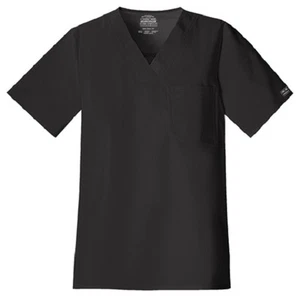 Cherokee Scrubs Workwear Men's Scrub Top 4743 Black BLKW Cherokee Stretch - Picture 1 of 3