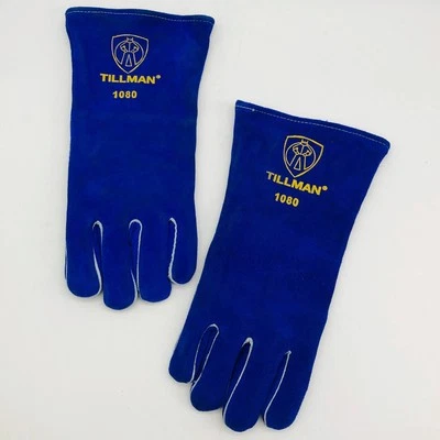 Tillman 1080 Stick Welding Welders Glove Size Large Blue Leather Cotton 1 Pair - Image 1 of 4