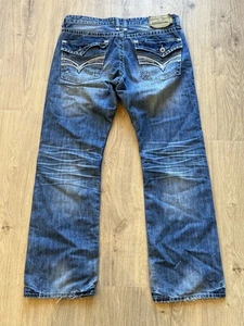 Salvage Supply Co Distressed Bootleg Mayhem Buckle Jeans Men’s 34x31 Blue - Picture 1 of 11