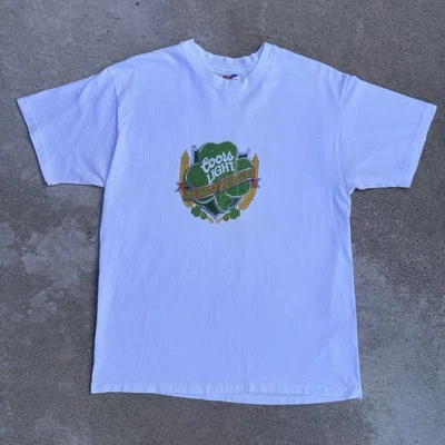 Mens Vintage Y2K Coors Light Beer Promo Short Sleeve Shirt Size Large White 03 - Image 1 of 4