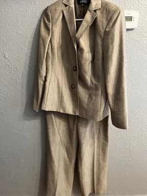 Traje Pantalón Kasper Mujer Talla 10P Marrón Claro Forrado Poliéster Foto 1 de 4
