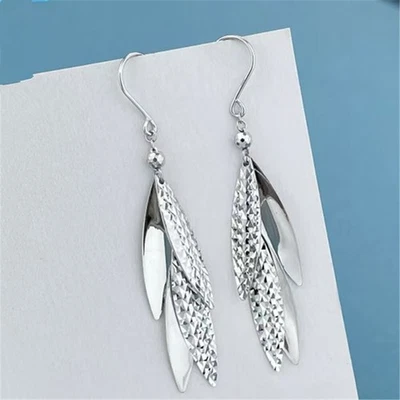 Pendientes colgantes/colgantes reales PT950 platino 950 hojas brillantes para mujer 5,9-6,1 g Foto 1 de 4
