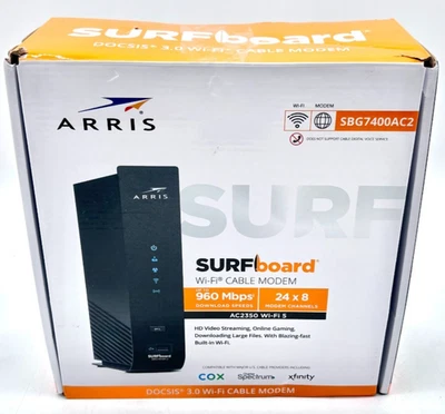Arris Surfboard DOCSIS 3.0 AC2350 WiFi 5 960 Mbps Cable Modem - Black - Image 1 of 4