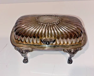 Vintage Silverplate Butter Dish  w/ Roll Top Lid w/glass insert~F.B. ROGERS - Picture 1 of 9