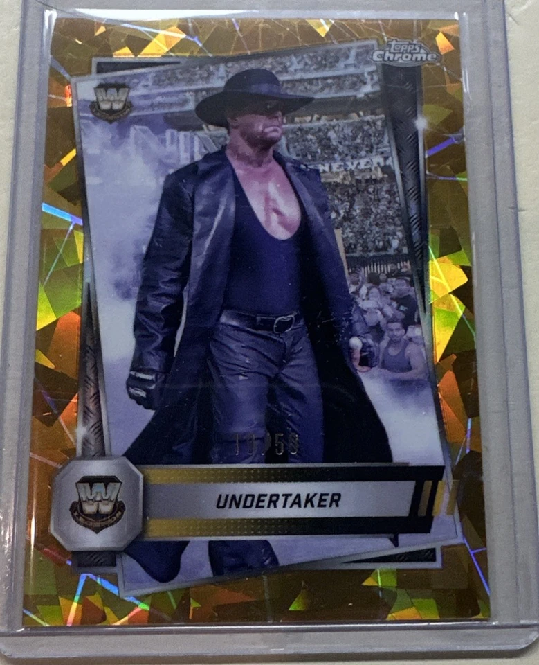 2025 Topps Chrome Sapphire WWE Gold Cracked Ice Refractor /50 Undertaker #21 - Image 1 of 2