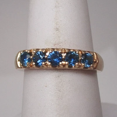 Anillo Topacio Azul Londres Oro Amarillo 14k Vintage Talla 6 Foto 1 de 4