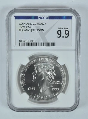 1993-P Jefferson Commemorative Coin & Currency Set Mint State 9.9 NGC X NGCX - Image 1 of 4