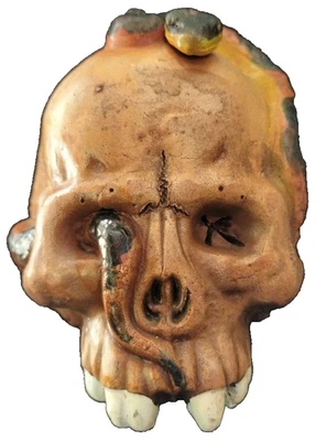 Skull Pottery Statue 3.9 inch Japanese Figurine - Image 1 of 4