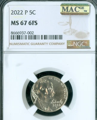 2022 P JEFFERSON NICKEL NGC MS67 FS PQ 2ND FINEST GRADE MAC SPOTLESS . - Image 1 of 2