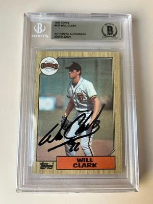 Will Clark Giants 1987 Topps MLB Signed Card Slabbed Beckett BAS COA  - Image 1 of 2