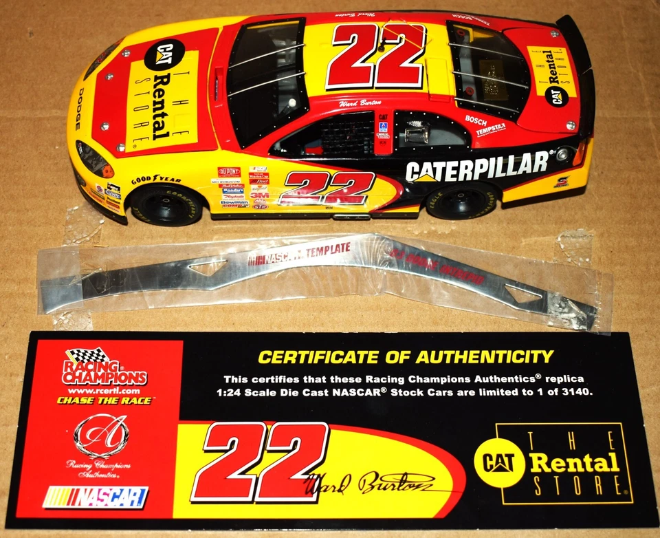 Dodge Intrepid 2003 1/24 #22, Ward Burton Ltd. Ed. COA, Cat Rental Store NOS - Image 1 of 4