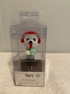 2016 Pier 1 Imports Hund Welpe Weihnachten Urlaub Weinflaschenverschluss NEU Rarität - Bild 1 von 2